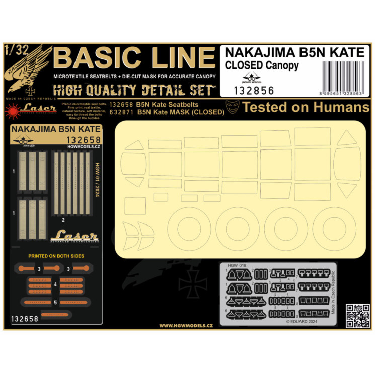 HGW 132856 Базовый набор NAKAJIMA B5N KATE (закрытый фонарь) 1/24