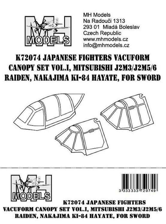 K72074 Japanese fighters вакумный Ліхтар set vol.I Nakajima Ki-84 Hayate,Mitsubishi J2M3/J2M5/6 Raiden.