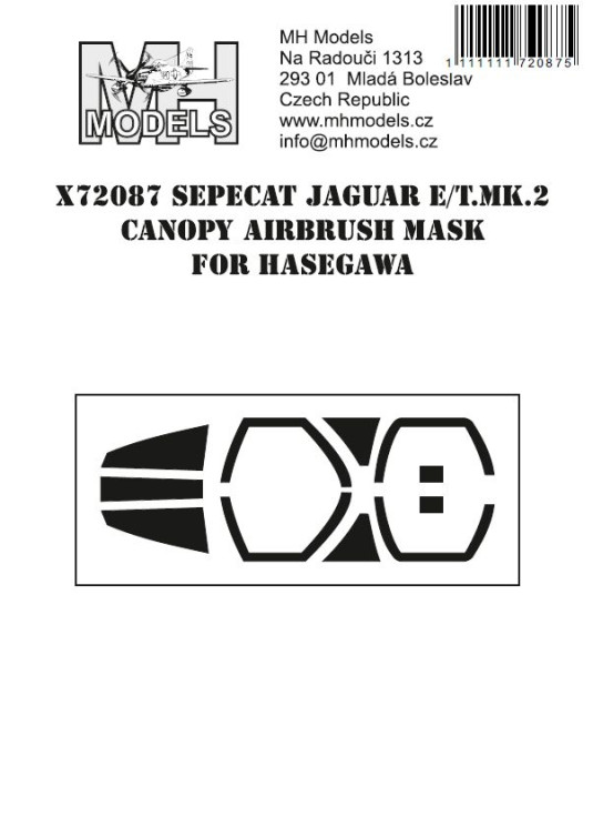 X72087 SEPECAT Jaguar E/T.Mk.2 маски для фонаря.