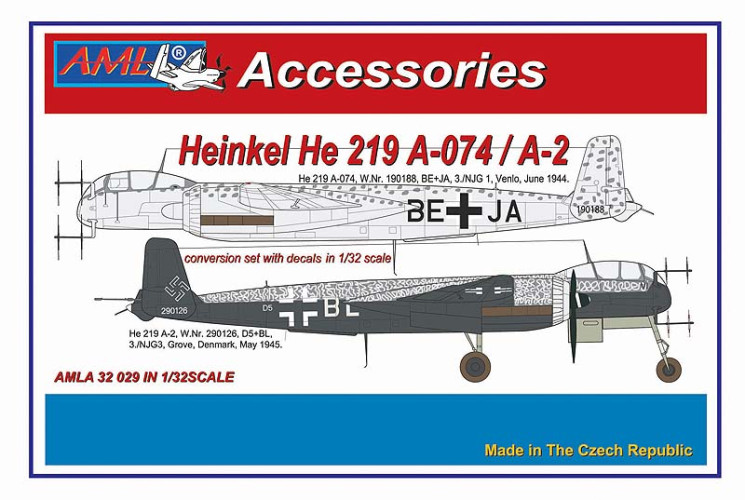 AMLA 32 029 Heinkel He 219 A-074 / A-2    конверсионный набор с декалями