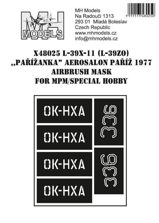 X48025 L-39X-11 (L-39ZO) /Parizanka/ Aerosalon Pariz 1977 маски для покраски