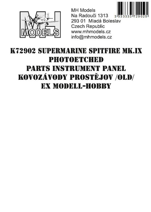 K72902 Supermarine Spitfire Mk.IX Панель приладів.