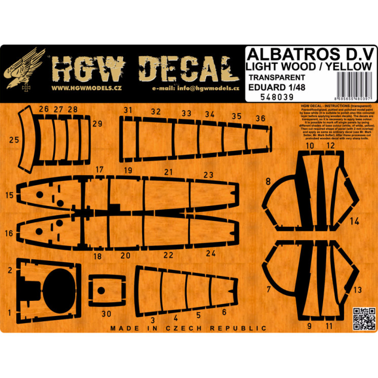 HGW 548039 Albatros D.V / D.Va /жовтий відтінок/  1/48