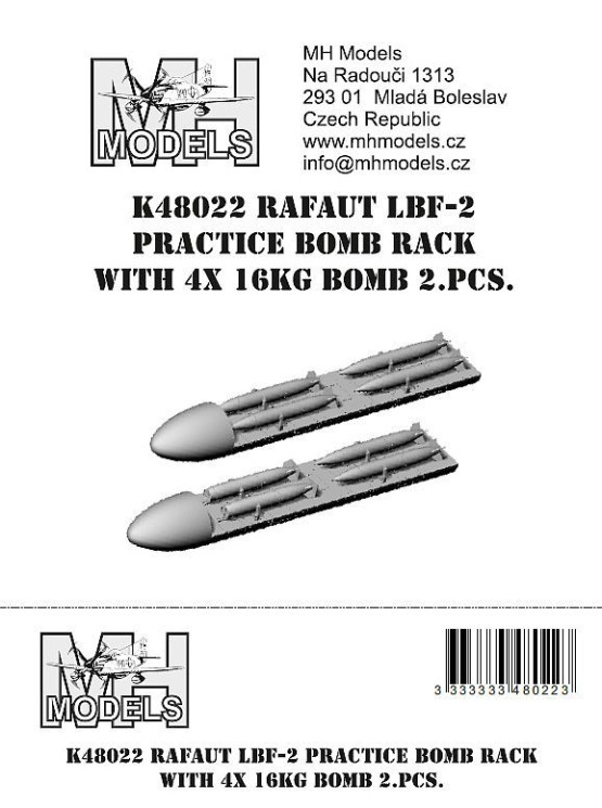 K48022 Практичний бомботримач RAFAUT LBF-2 з чотирма 16-кілограмовими навчальними авіабомбами (2 шт. в комплекті).