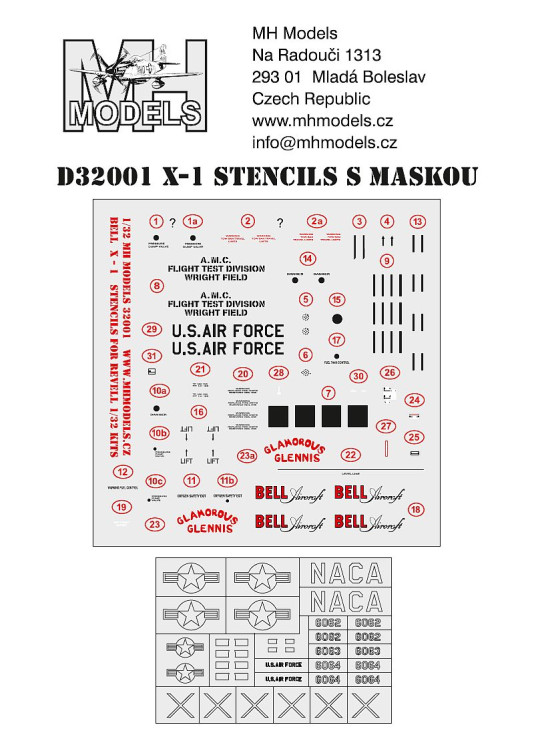 D32001X Bell X-1 тех надписи и маски для покраски