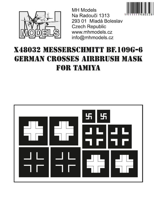 X48032 Messerschmitt Bf.109G-6 German Crosses маски для покраски.