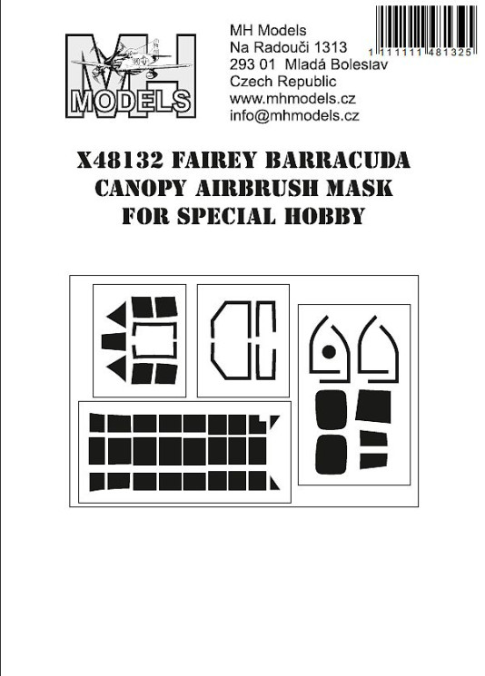 X48132 Fairey Barracuda маски для фонаря.