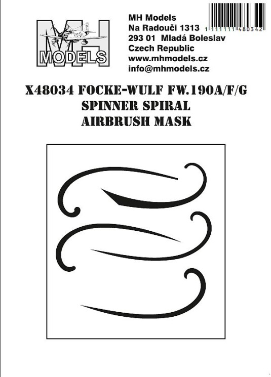X48034 Focke-Wulf Fw.190A/F/G spinner spiral маски для покраски