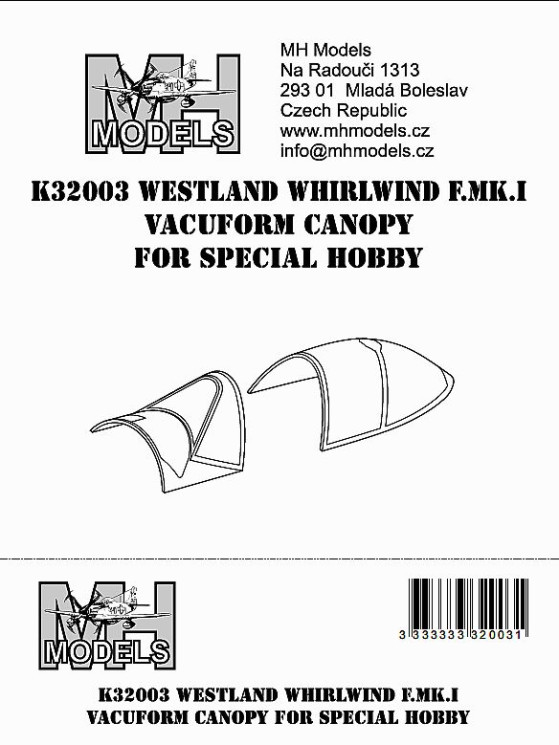 K32003 Westland Whirlwind F.Mk.I вакумный Ліхтар.