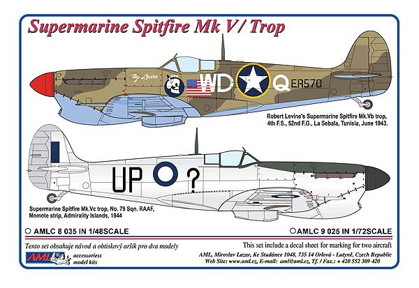 AMLC 9 025 Spitfire Mk.V . / Trop, . / 2 варианта декалей: