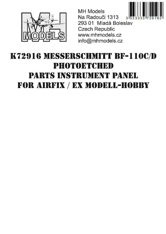 K72916 Messerschmitt Bf-110C/D Панель приладів.