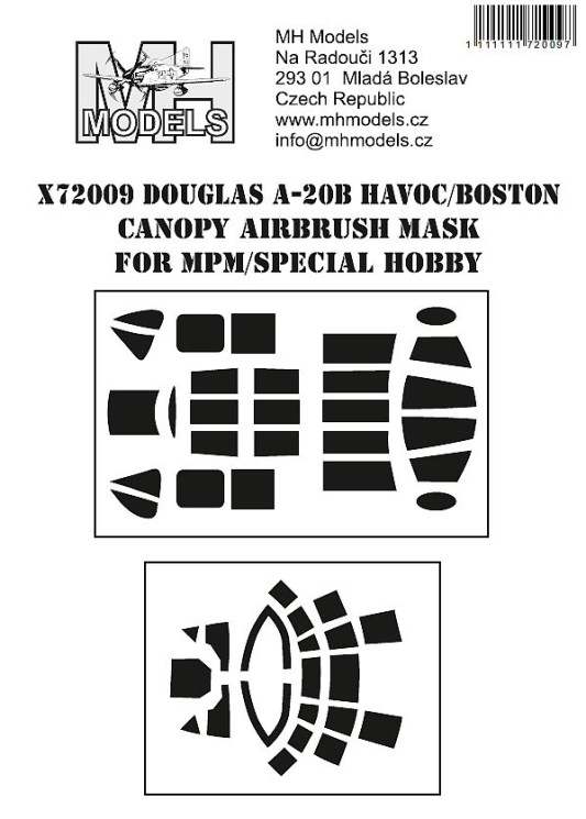 X72009 Douglas A-20B Havoc/Boston маски для фонаря