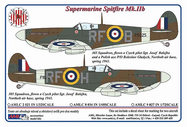 AMLC 9 027 303 th Squadron RAF,S.Spitfire Mk.IIb,flown a Czech pilot Sgt.J.Balejka