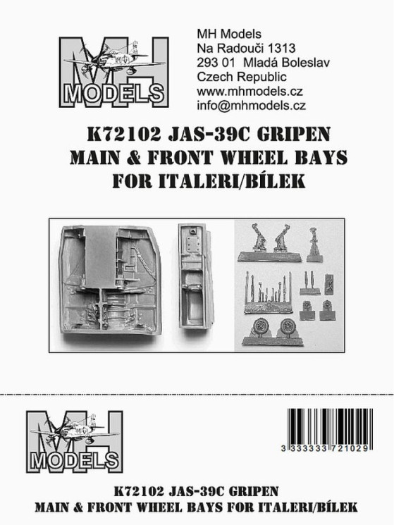 K72102 Ніші основних і носової стійок шасі JAS-39C Gripen для Italeri / B?lek