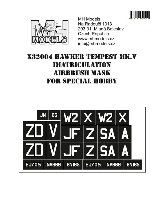 X32004 Hawker Tempest Mk.V imatriculation маски для покраски.