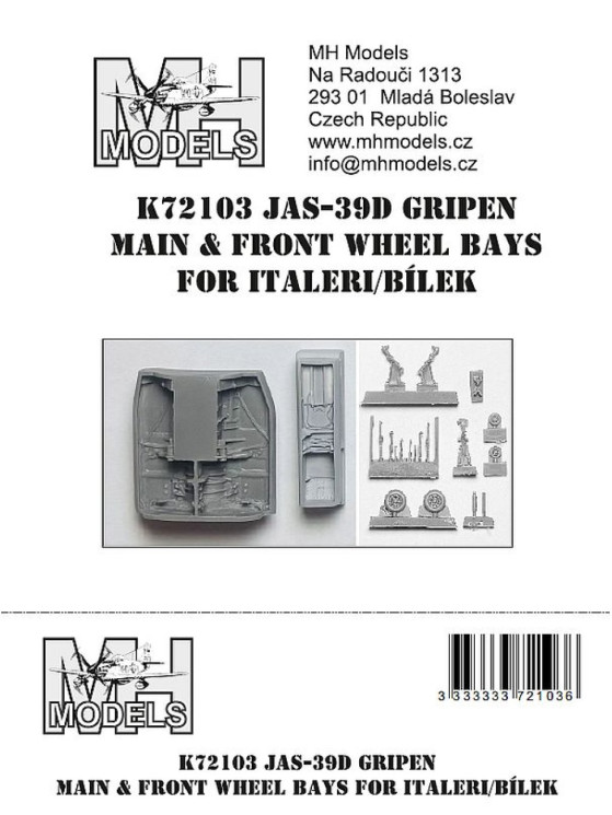 K72103 Ніші основних і носової стійок шасі JAS-39D Gripen для Italeri / B?lek