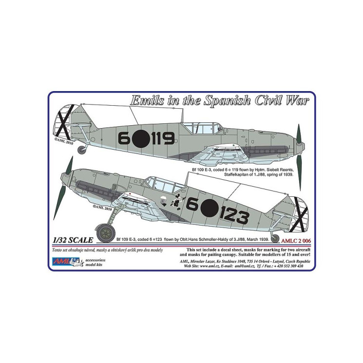 AMLC 2 006 Emils in the Spanish Civil War . / Декали , Маски  на Messerschmitt Bf 109 E