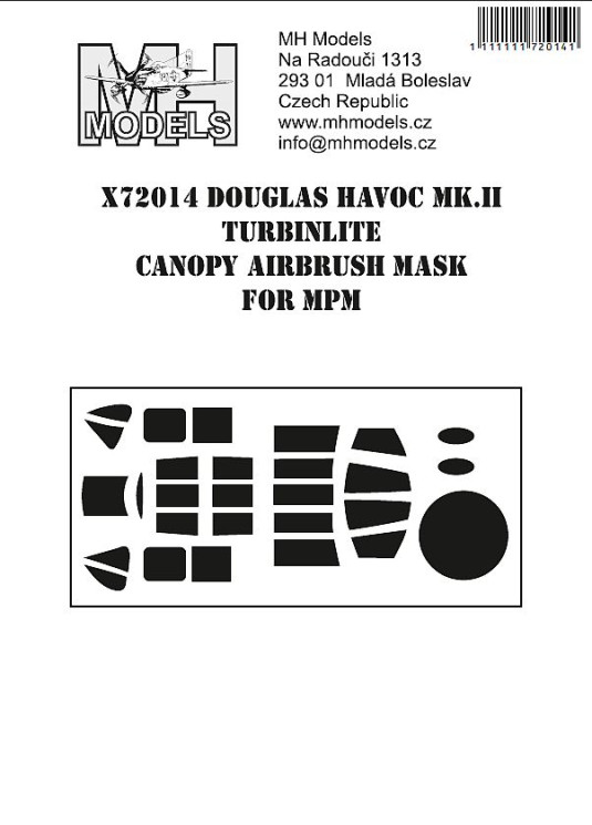 X72014 Douglas Havoc Mk.II Turbinlite маски для фонаря.