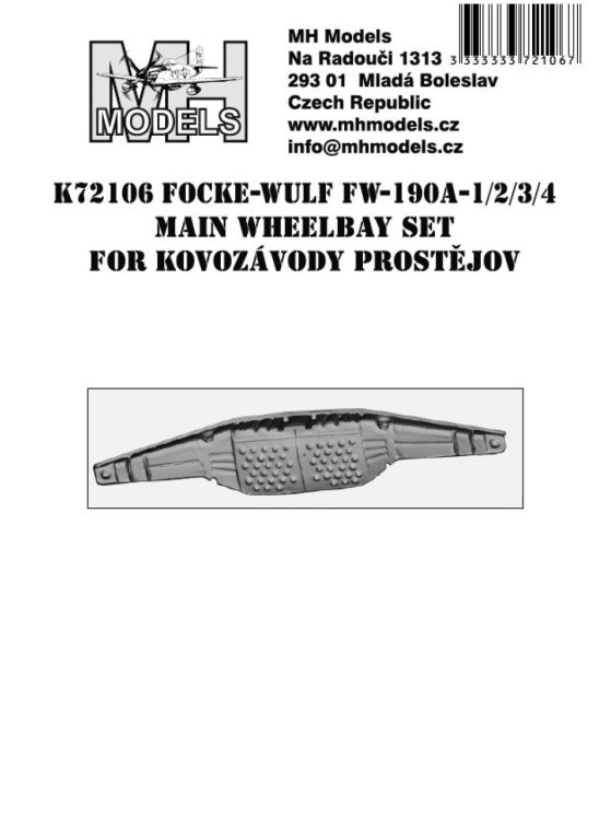 K72106 Ніші основних стійок шасі Focke-Wulf Fw 190A-1/2/3/4 для Kovozavody Prostejov